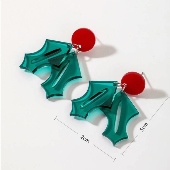 Acrylic Mistletoe Earrings - Picture 3 of 4